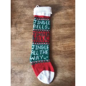 Vintage VTG Knitted Christmas Stocking Joy To The World